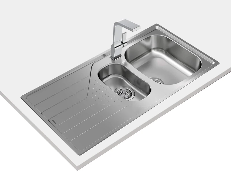 Teka | Reversible Universe Built-in Sink | 1 Bowl and Medium | Drainer | Stainless Steel | 50 x 100 x 16 cm, 115140001