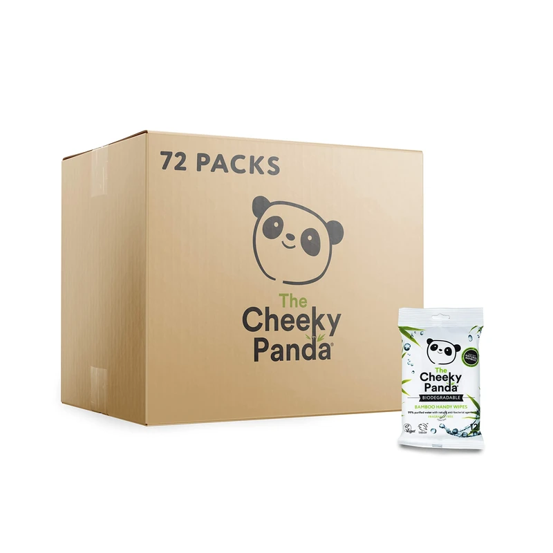 The Cheeky Panda – Bamboo Handy Wipes | Bulk Box of 72 Packs (12 Wipes per Pack, 864 Total) | Plastic-Free Wipes, Pocket sized, On the go, Eco-Friendly, Super Soft, Strong & Sustainable