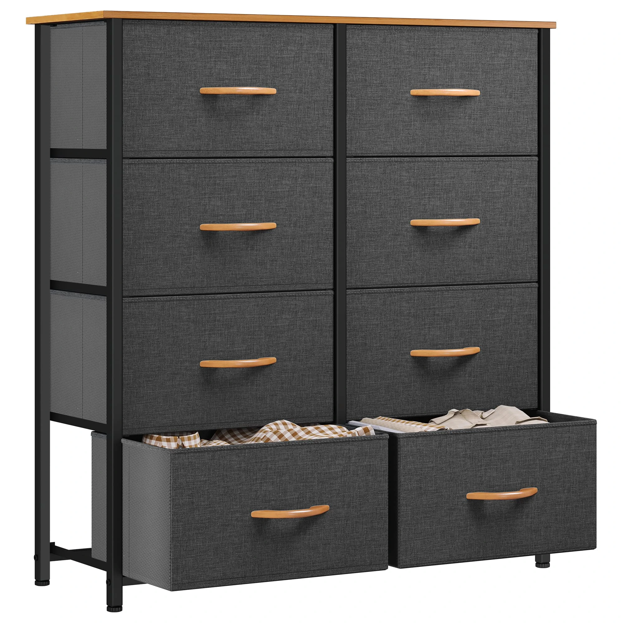 YITAHOME Chest of Drawers with 8 Drawers,Bedroom Drawers, Fabric Dresser with Wood Top,Drawer storage unit for for Bedroom, Living room, Dark Grey