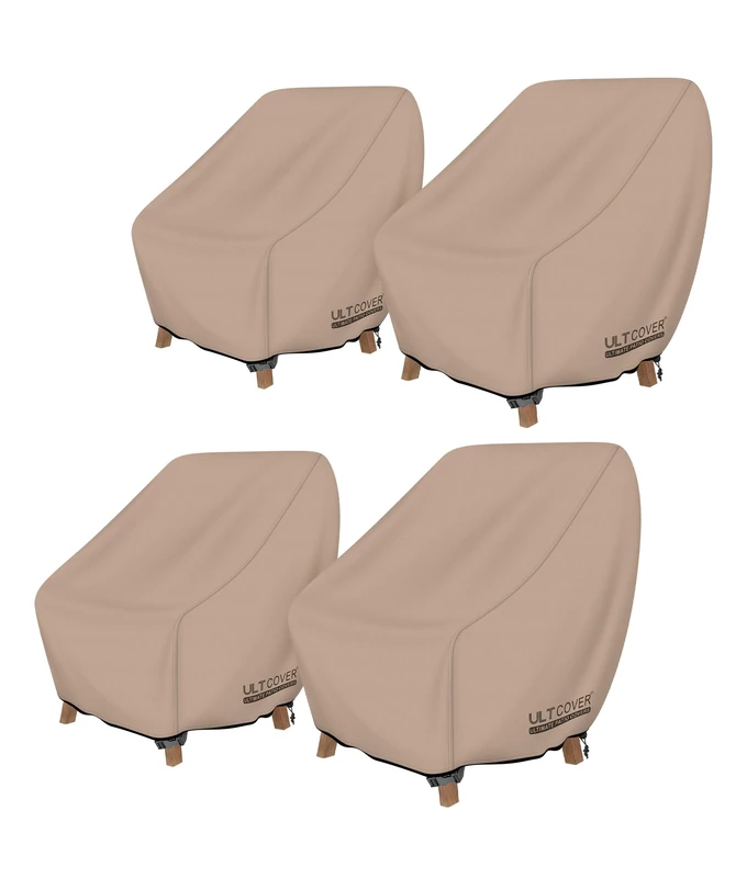 ULTCOVER Waterproof Patio Chair Cover – Outdoor Lounge Deep Seat Single Lawn Chair Cover 4 Pack Fits Up to 28W x 30D x 32H inches