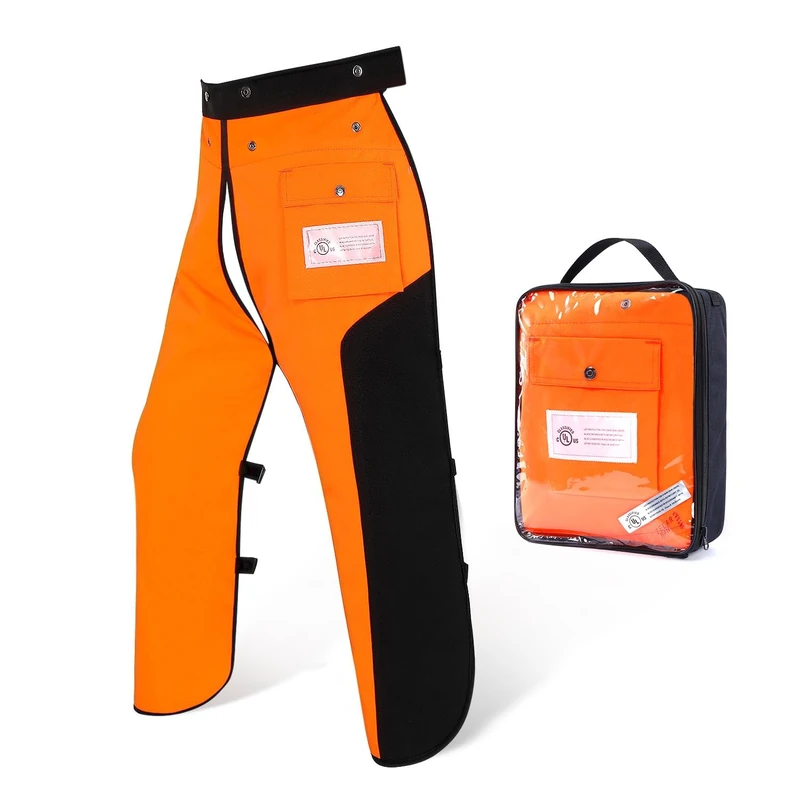 ZELARMAN Chainsaw Chaps Apron Wrap 8-layer for Men/Women Loggers Forest Workers Protective Chain Saw Pants Adjustable Safety Chap Class B with Pocket(Orange&Black, 36 to 38-Inch)