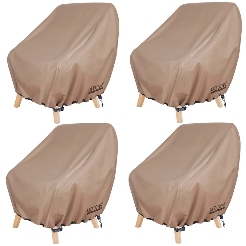 ULTCOVER Waterproof Patio Chair Cover – Outdoor Lounge Deep Seat Single Lawn Chair Cover 4 Pack Fits Up to 32W x 34D x 34H inches