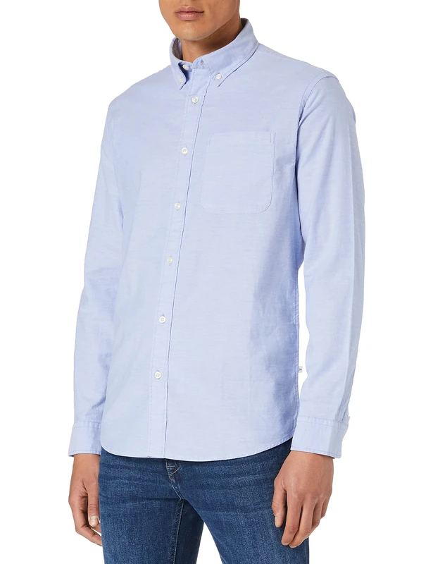 SELECTED HOMME Men's Oxford Shirt, Light Blue, S