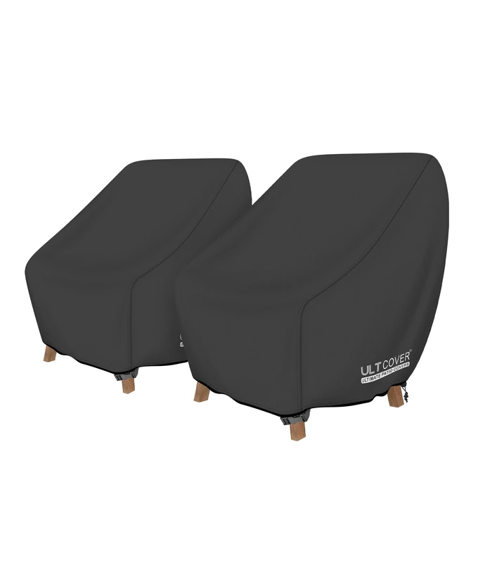 ULTCOVER Patio Chair Covers Outdoor Waterproof Outdoor Chair Slipcovers Outdoor Chair Covers Up to 32x34x32 inch (2 Pack) Black