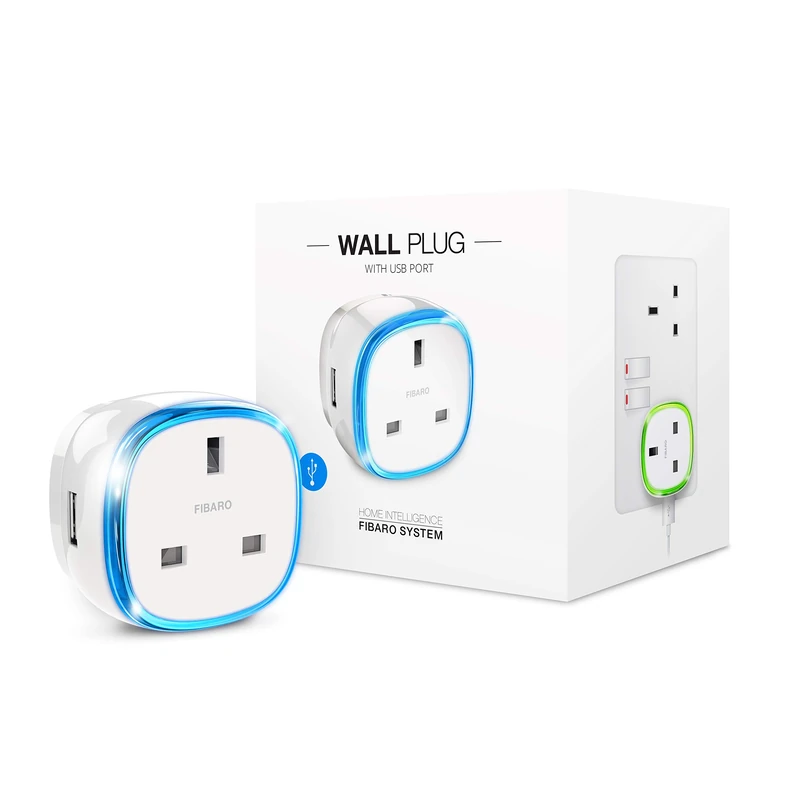 FIBARO FGWPG-121 Z-Wave Plus Smart Wall Socket Type G with USB Charger
