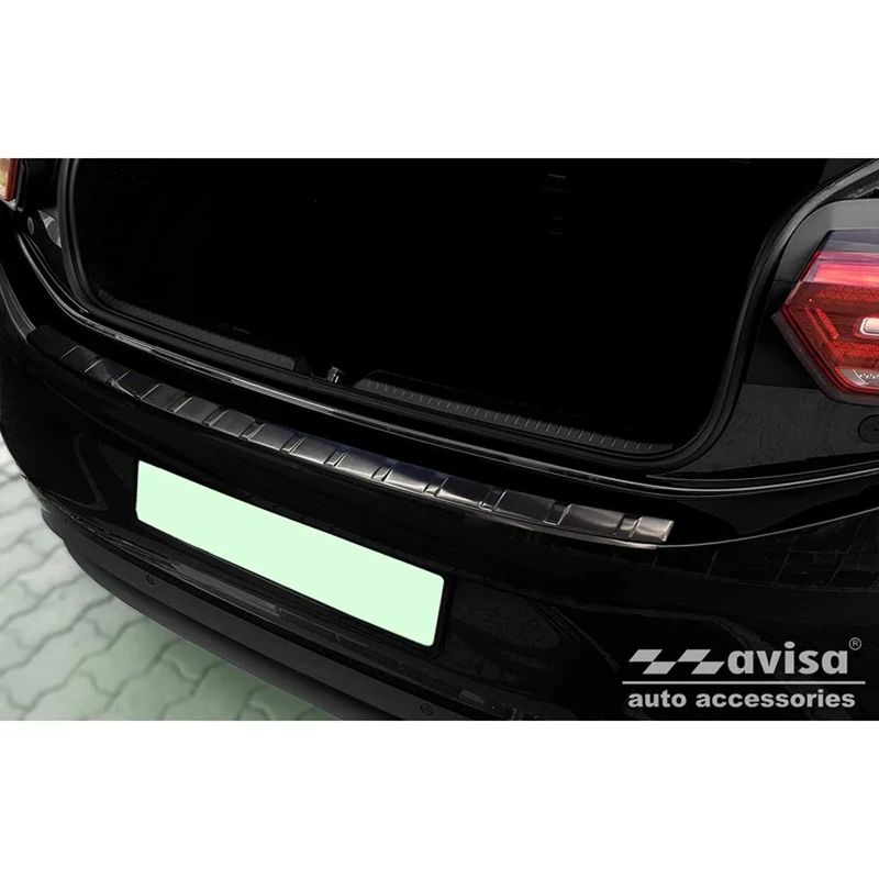 Avisa Black Stainless Steel Rear bumper protector compatible with Volkswagen ID.3 2020-2023 & FL 2023- 'Ribs'
