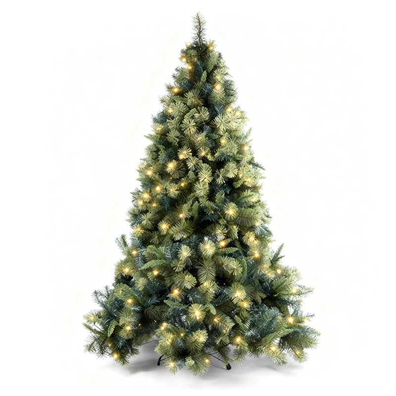 7Ft/2.1M Pre-Lit Kentucky Pine Luxurious Artificial Green Christmas Tree Bushy Xmas Holiday Home Decoration With Long life Energy Saving Warm White LED Lights Last Up To 50,000 hrs