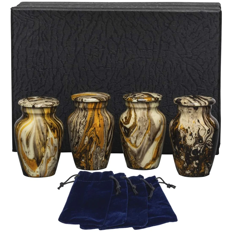 Eternal Harmony Cremation Urn | Handcrafted Memorial Urn with Elegant Finishes - Large Size with Velvet Bag (Gold Milo)