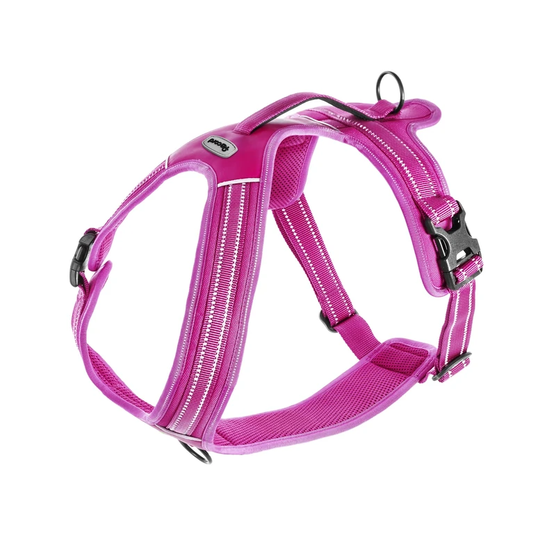 Record - Action Alps Dog Harness - Fuchsia Colour - Size XS - Material: Nylon Braided with Reflective Bands 3M ScotchLite - Circumference 43-49 cm