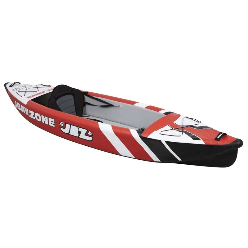 JBAY.ZONE 330 Inflatable Single Seat Kayak for Newbies and Enthusiasts, Three Air Chambers, Drop-Stitch High Pressure, Pump, Double Paddle and Seat Included, Up to 165 kg, 330 x 79 cm