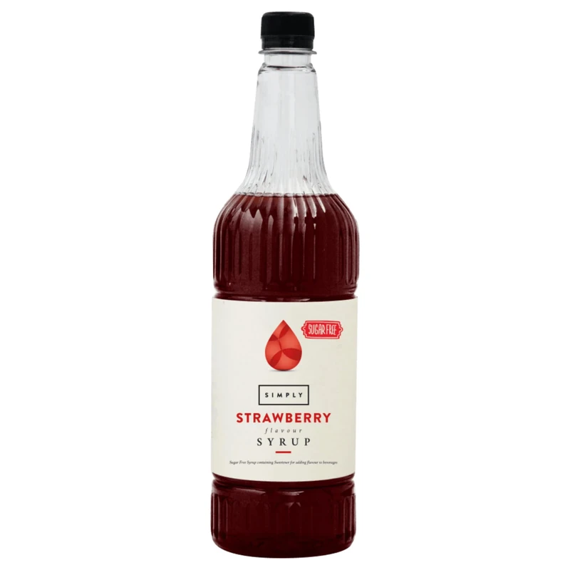 Simply Sugar Free Strawberry Syrup, Low Calorie, Vegan & Nut Free Flavoured Syrup for Coffee, Cocktails & Baking (1 Litre)