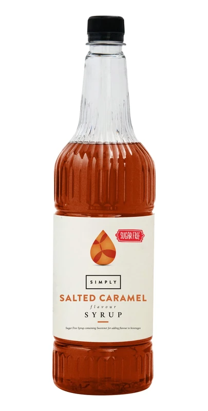 Simply Sugar Free Salted Caramel Syrup, Low Calorie, Vegan & Nut Free Flavoured Syrup for Coffee, Cocktails & Baking (1 Litre)