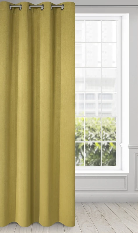 Eurofirany ROSSIE 250 g/m2 Blackout Thermal Curtain with Eyelets Opaque Modern Heat-Insulating Blackout Curtain for Teenagers' Room Living Room Bedroom 135 x 250 cm Mustard Yellow