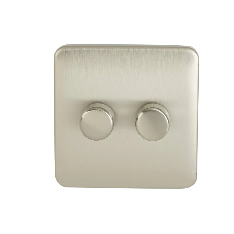 Schneider Electric Lisse Screwless Deco GGBL6022LMSSS LED Universal Dimmer 2 Gang 2 way 100W SS display pack