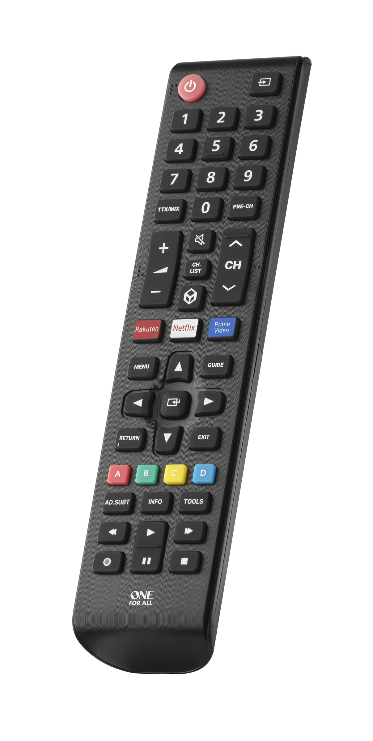 One For All Samsung TV Replacement remote – Works with ALL Samsung TVs – Learning feature -URC4910, black