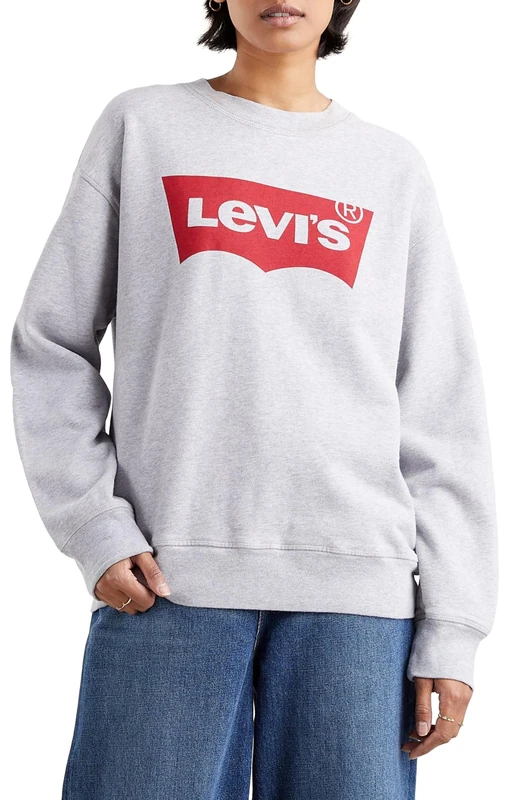 Levi's Women's Graphic Standard Crewneck Sweatshirt, Grey Heather, XS