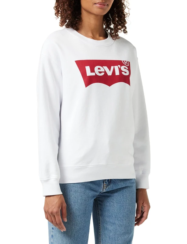 Levi's Women's Graphic Standard Crewneck Sweatshirt, White, S