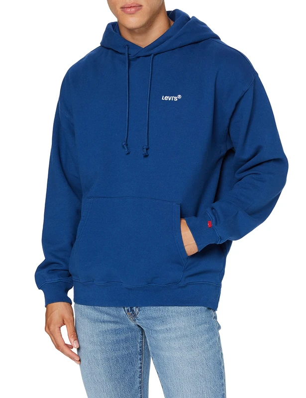 Levi's Men's Red Tab Sweats Hoodie Sweatshirt Navy Peony (Blue) XXS -