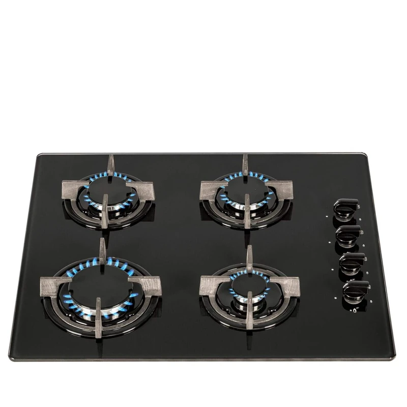 SIA AMZGHG602BL 60cm 4-Burner Gas Hob Cast Iron Stands, 2yr Guarantee