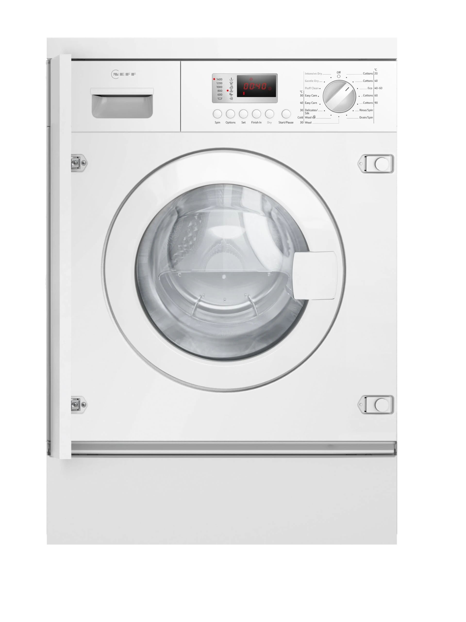 Neff V6320X2GB Built in Washer Dryer, 7kg wash / 4kg dry capacity, 1400rpm, Time delat/Time remaining, LED Display, White