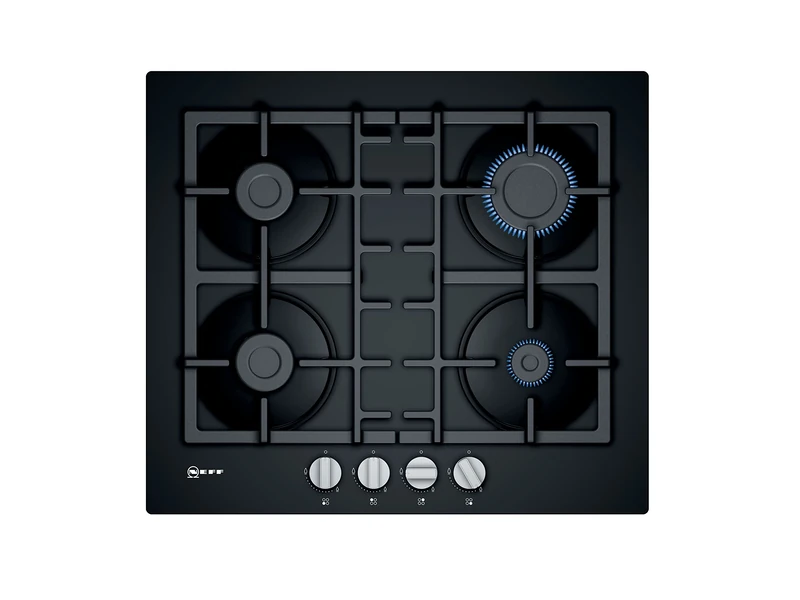 Neff N 50 T26CB49S0 Gas hob with Sword Dials and Cast Iron Pan Supports, 60 cm, Tempered glass, Black, Built in