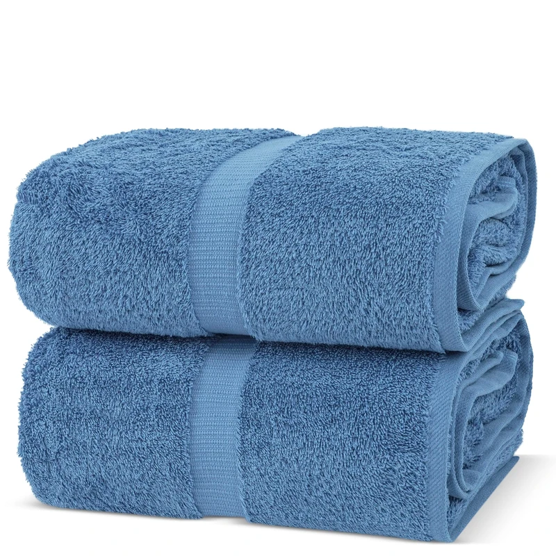 Chakir Turkish Linens Hotel & Spa Quality, Premium Cotton Turkish Towels (35''x70'' Jumbo Bath Towels - Wedgewood)