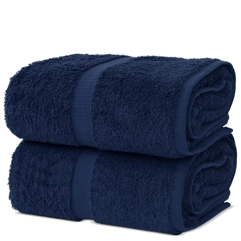Chakir Turkish Linens Hotel & Spa Quality, Premium Cotton Turkish Towels (35''x70'' Jumbo Bath Towels - Navy)