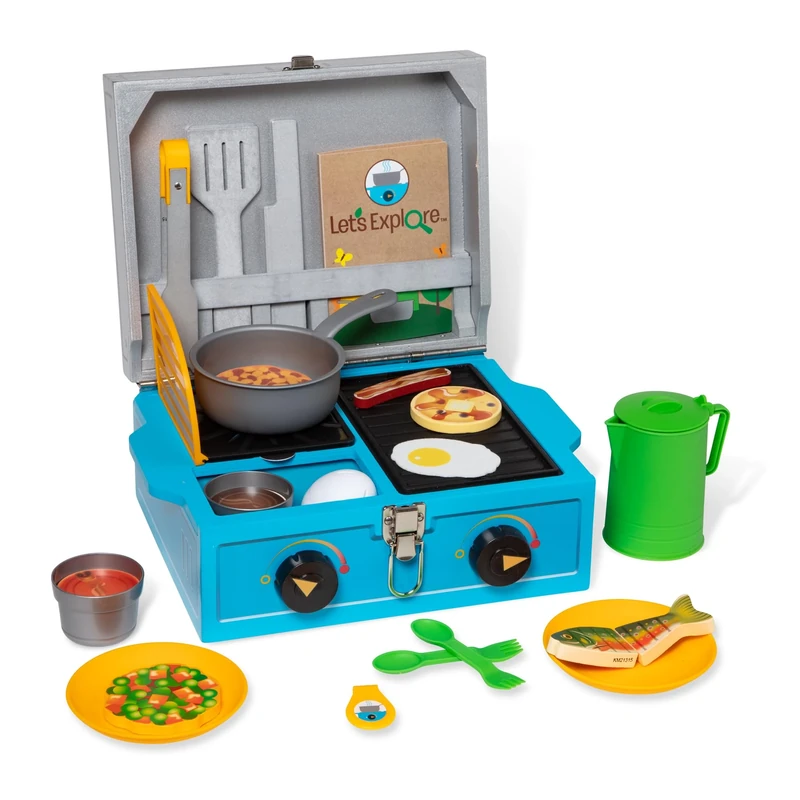Melissa & Doug Let’s Explore Camp Stove Play Set – 24 Pieces Pretend Camping Stove, Toy Camping For Kids Ages 3+ - FSC Certified