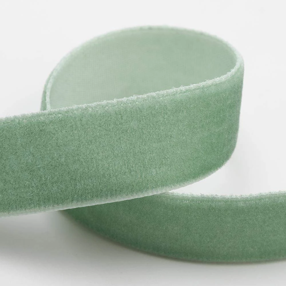 Italian Options Velvet Ribbon, Luxury, Single-Face Velvet Ribbon for Crafting, Christmas, Bows, Hair, Cakes, Weddings, Ornaments, Gift Wrapping, Flowers, 9mm x 10 Metre Roll, Sage Green
