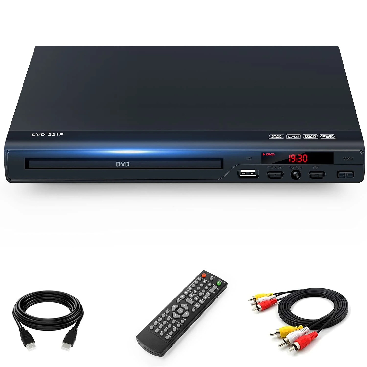 Full HD 1080p Upscaling DVD Player for TV with HDMI Output, for Home,Plays All Formats & Regions,USB Port,Multi-Formats DVDs/CDs Supported,Remote Control and AV/HDMI Cable Included…
