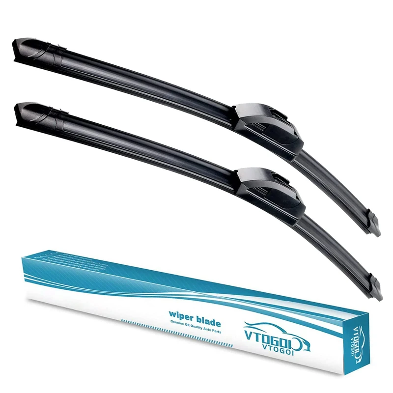 VTOGOI OEM Quality 24''+24'' Premium All-Season Auto Windshield Natural Rubber J-Hook Wiper Blades(Pack of 2)