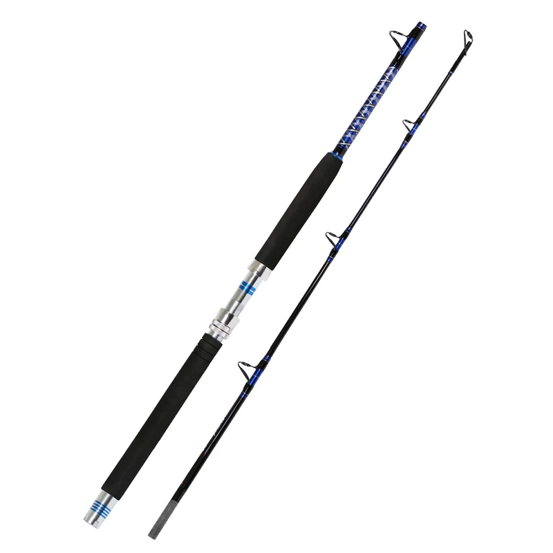 Fiblink 2-Piece 6' Saltwater Offshore Trolling Rod - Medium Power, Fast Action, 50lb Line, Dolphin, Wahoo, Tuna - Boat Fishing Pole
