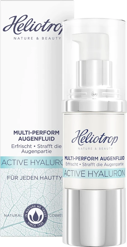 HELIOTROP Naturkosmetik Active Hyaluronic Multi-Perform Eye Fluid with Natural Hyaluronic Acid, Anti-Ageing Eye Cream for Tighter Skin and Less Wrinkles, Vegan, 20 ml