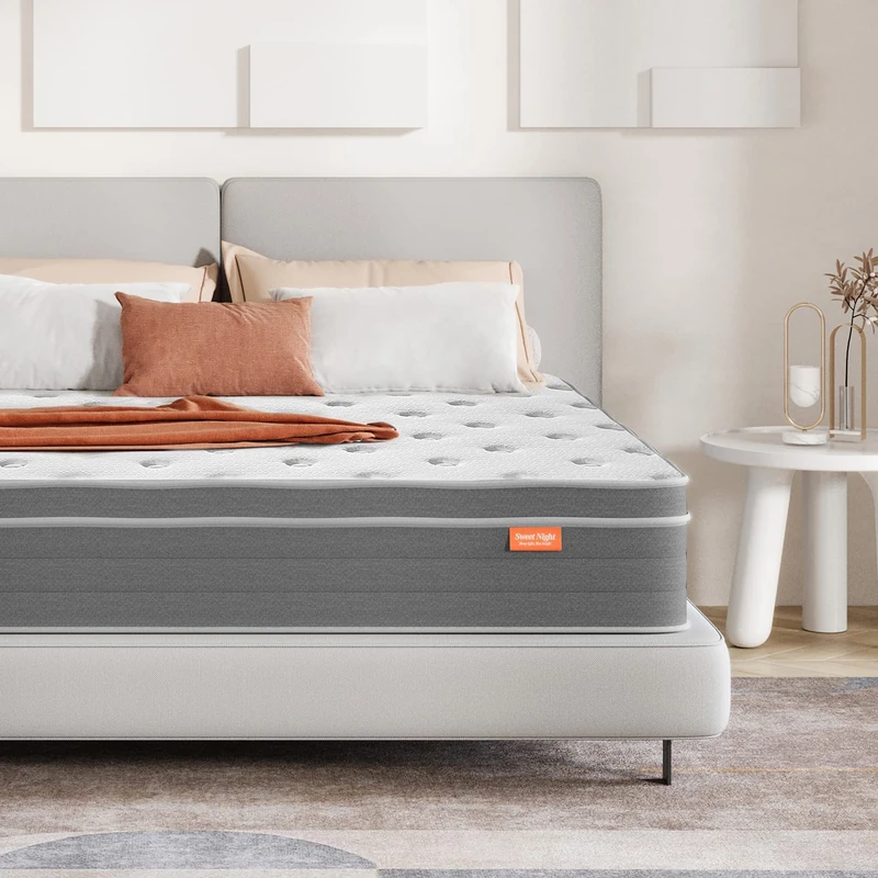 Sweetnight 10Inch Sprung King Size Mattress, 5FT2 Memory Foam Mattress with Individually Wrapped Pocket Springs Hybrid Mattress with Gel Memory Foam for Motion Isolation & Cooler Sleep(160x200x25cm) - Image 1