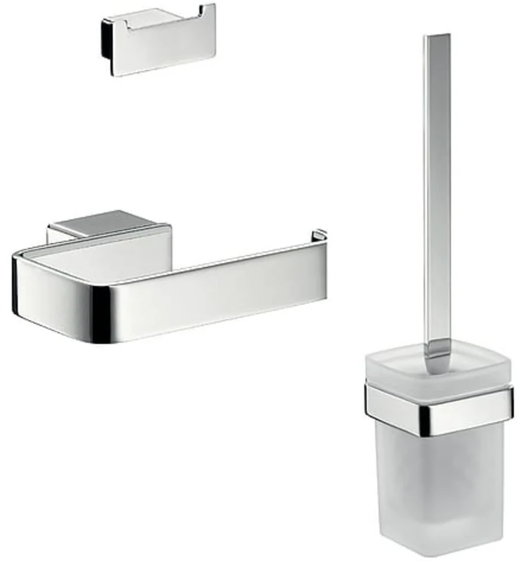 Emco 059800100 Loft WC 3-Piece Accessory Including Towel Hooks, Paper Holder, Toilet Brush Set 3 in 1 Perfect for Any Bathroom, Chrome, 153 x 175 x 487