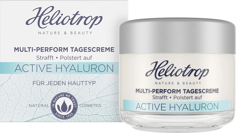 HELIOTROP Naturkosmetik, Active Hyaluronic MultiPerform Day Cream with Natural Hyaluronic Acid Anti-Ageing Day Cream for Fresh and Noticeably Firmer Skin Complexion Vegan 50 ml