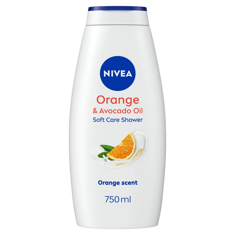 NIVEA Orange & Avocado Shower Cream (750ml), Moisturising Shower Gel with Avocado Oil, Luxurious Body Wash for Women with Vitamin C, E