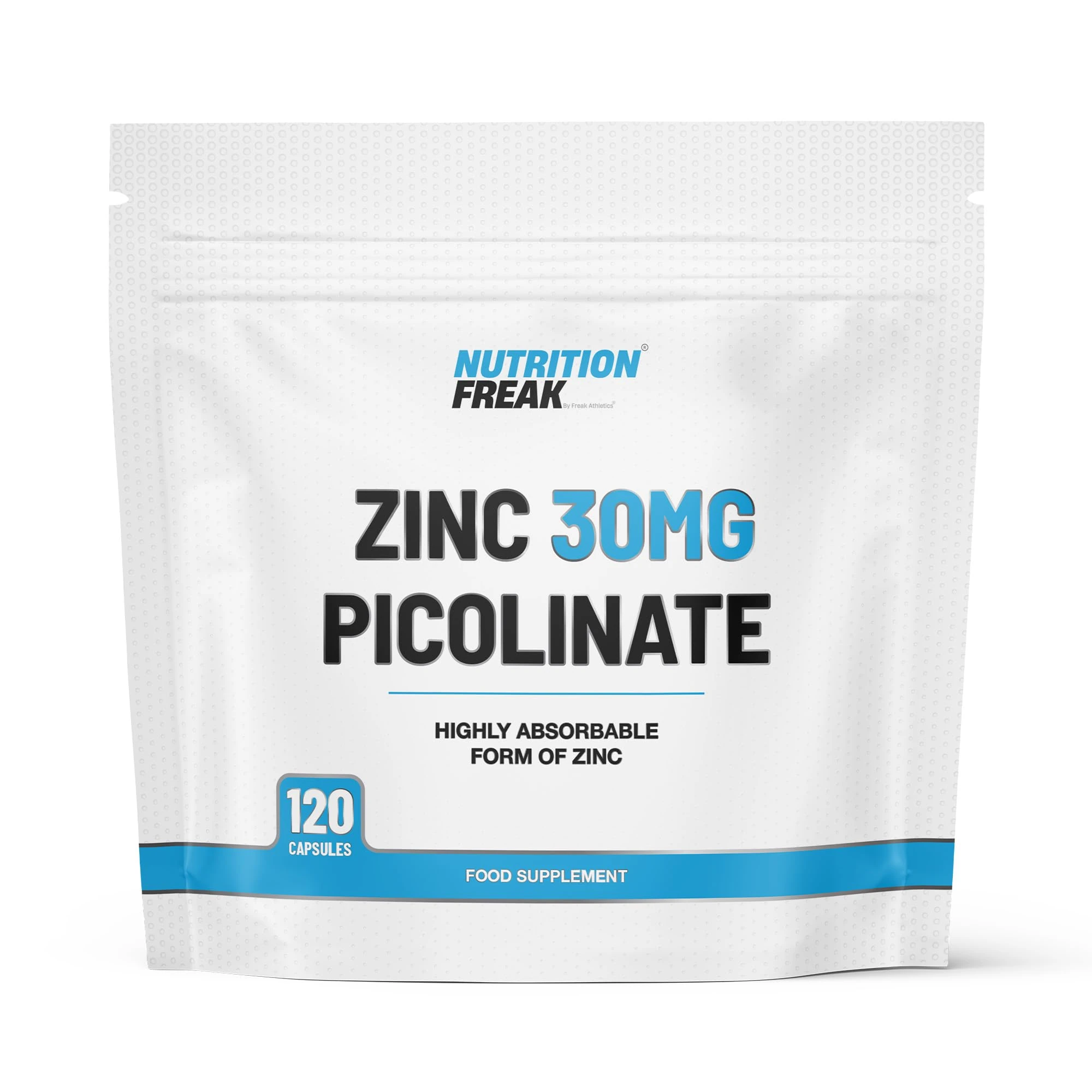 Zinc 30mg as Picolinate 120 Capsules Made in The UK by Freak Athletics