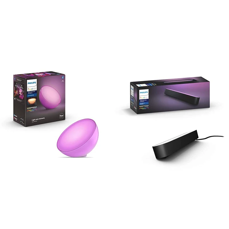 Philips Hue Go 2.0 White & Colour Ambiance Smart Portable Light with Bluetooth & Play White and Colour Ambiance Smart Light Bar Extension, Entertainment Lighting for TV and Gaming, Black
