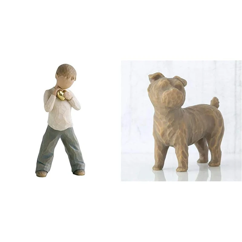 Willow Tree Heart of Gold Boy Figurine & Love My Dog Small Standing Figurine