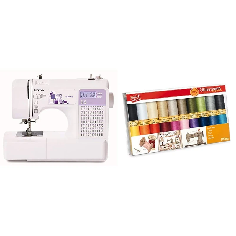 Brother FS70WTX Sewing and Quilting Machine & Gutermann Thread Set, Multi-Colour, 100 m