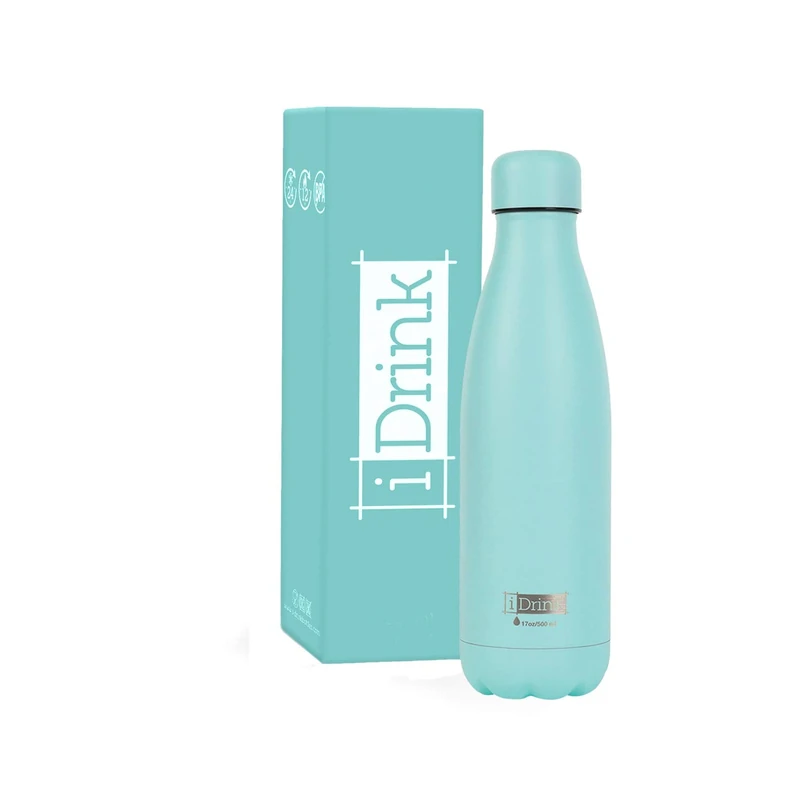 I-Drink Double Wall Steel Thermal Bottle 350/500/750/1.000 ML, Decorated (1000 ML, Green) - Image 1