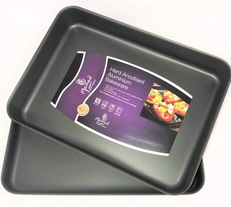 Mermaid Professional 2X 16” Hard Anodised Aluminium Bakeware Turkey Roasting Set