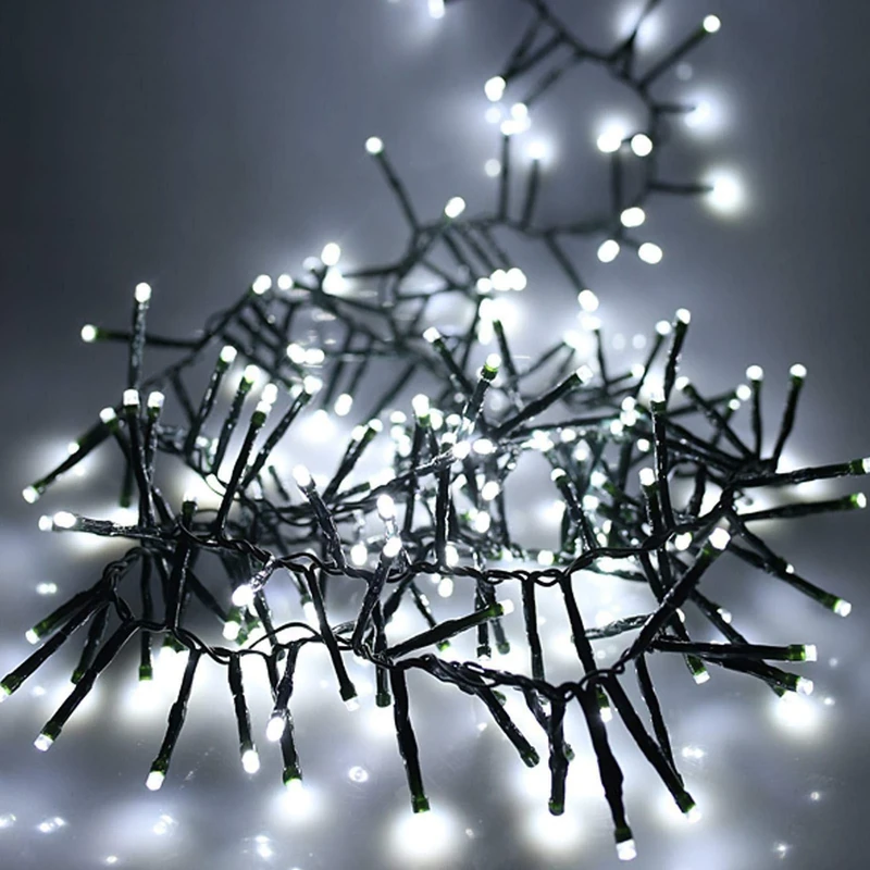 1920 Christmas Tree Cluster Lights Multifunction 8 Light Modes, Timer Green Cable Indoor/Outdoor Low Voltage Holiday Home Decorations, Cool White