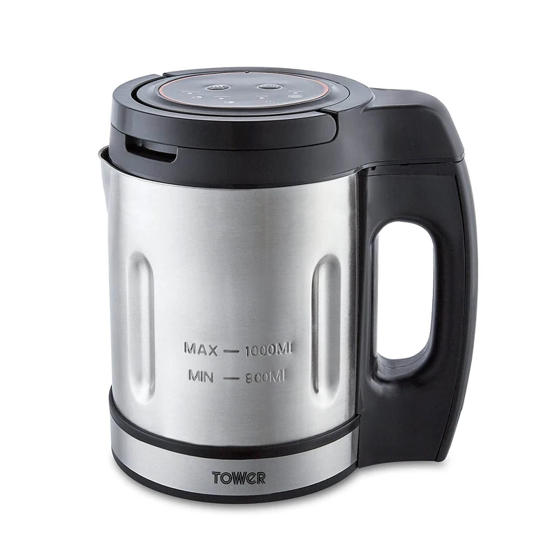 Tower Stainless Steel Soup & Smoothie Maker with LED Control Panel, 1L, Silver, T12056