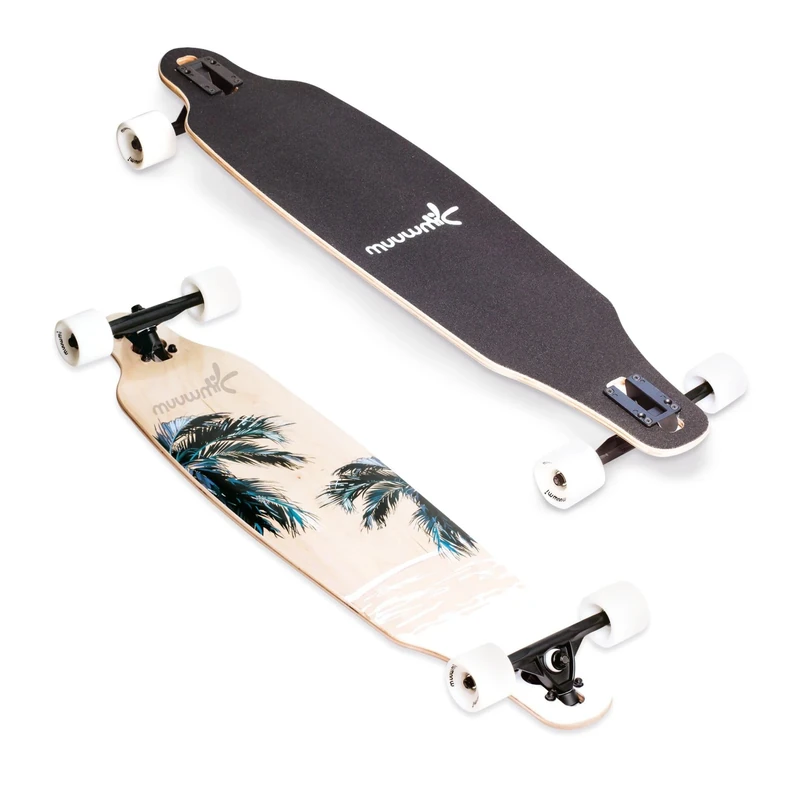 Muuwmi ABEC 7 Longboard, for children and adults, Skateboards, with or without lighting wheels (Beach)