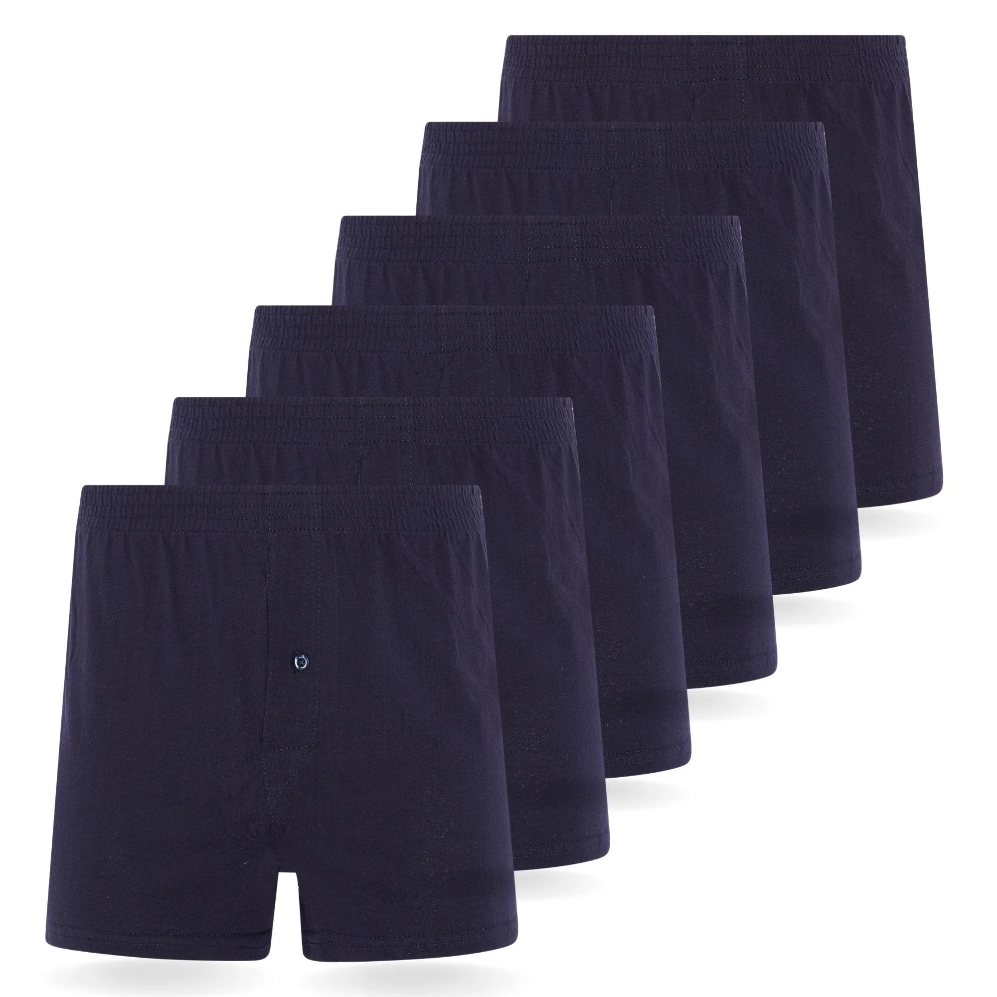 FM London Men's Loose Fit Comfort Boxer Shorts (6-Pack), Navy, XXL