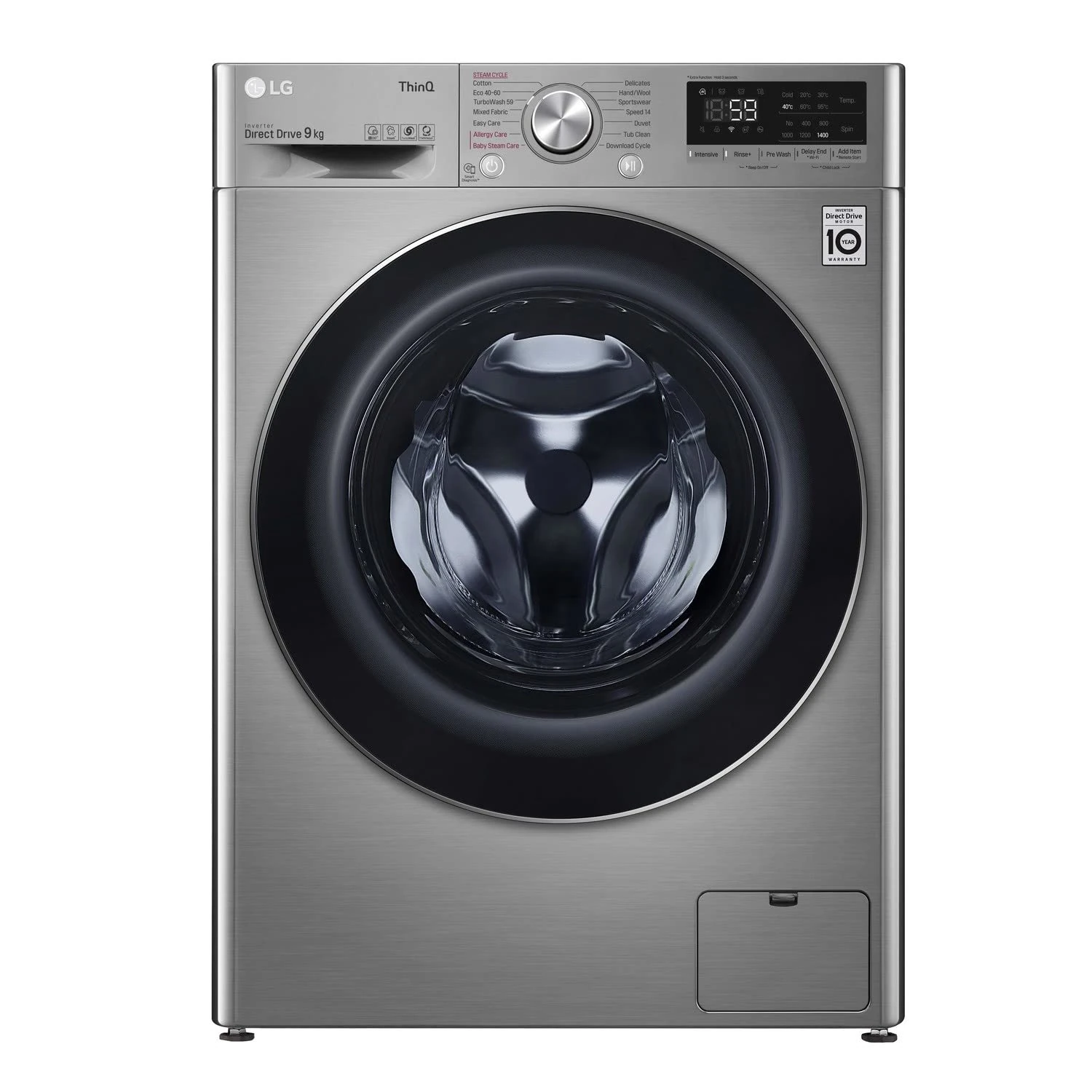 LG V7 F4V709STSE TurboWash 9kg Freestanding Washing Machine Graphite