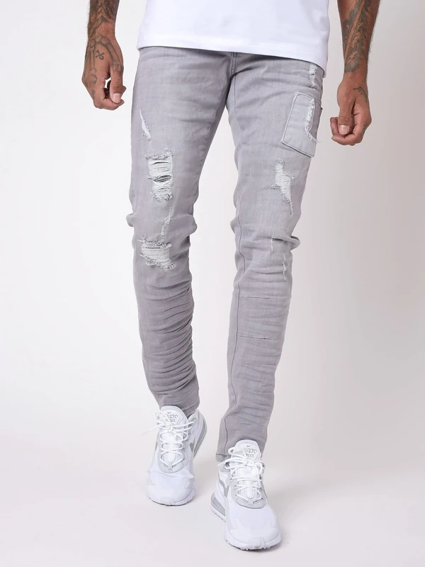 Project X Paris Jeans Colour: Light Grey 98% Cotton, 2% Spandex for Men, Ideal for Everyday & Streetwear, Size 36, Ref TP21001-GY-36 - Image 1