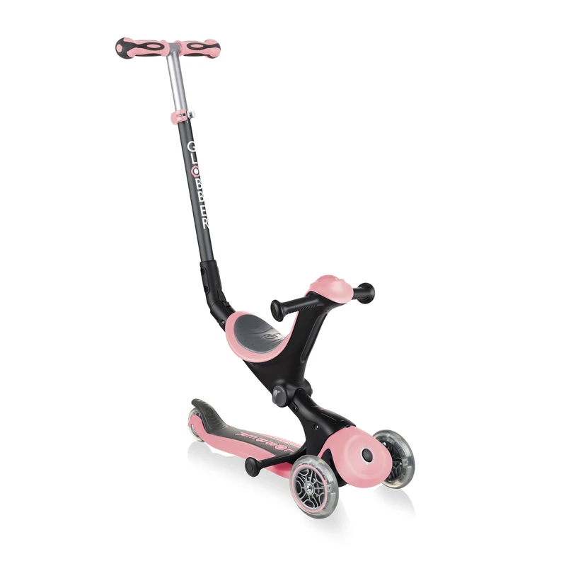 Globber - GO•UP Deluxe - 3 Wheel Scooter with Seat, for Children from 15 Months to 6 Years - Pastel Pink